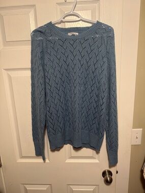 Light Blue Pointelle Knit Sweater